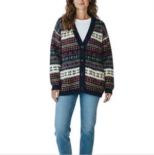 EDINBURGH Lambswool Cardigan Sz M VTG 80's Oversize Holiday Cozy Made Scotland